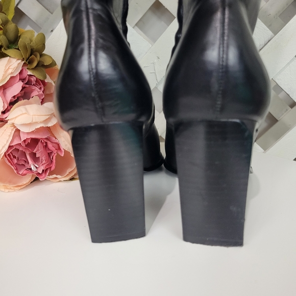 Aldo Black Leather Square Toe and Heel Boots Y2K Style Size 39 - Picture 6 of 10